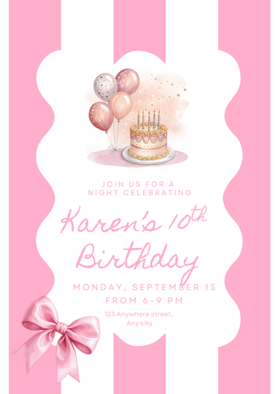 Editable Birthday Invitation Template | Instant Download